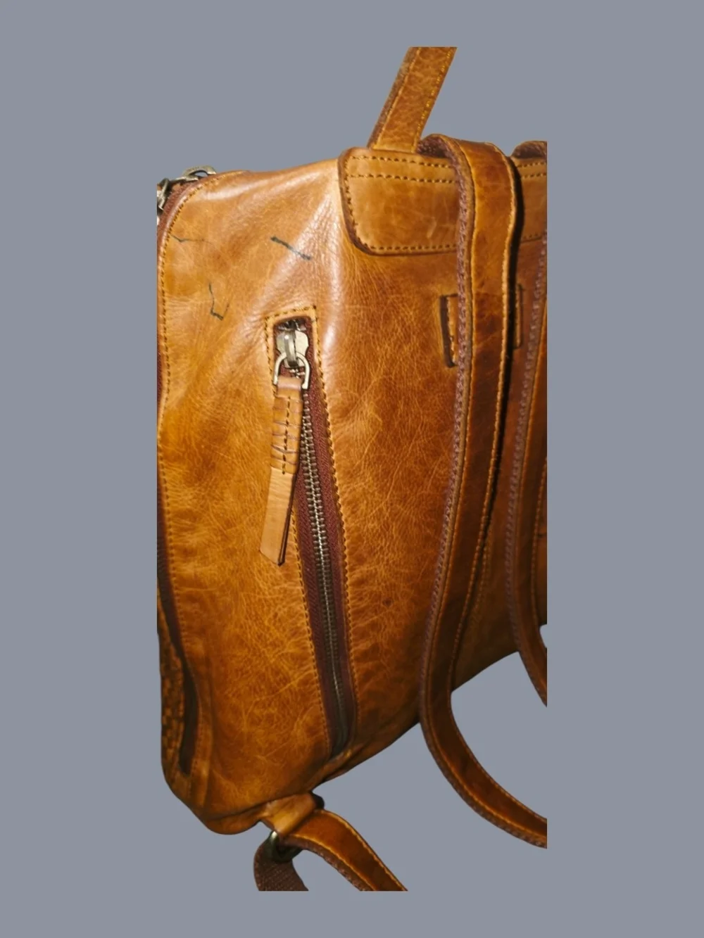 Woven Leather Backpack — Tan